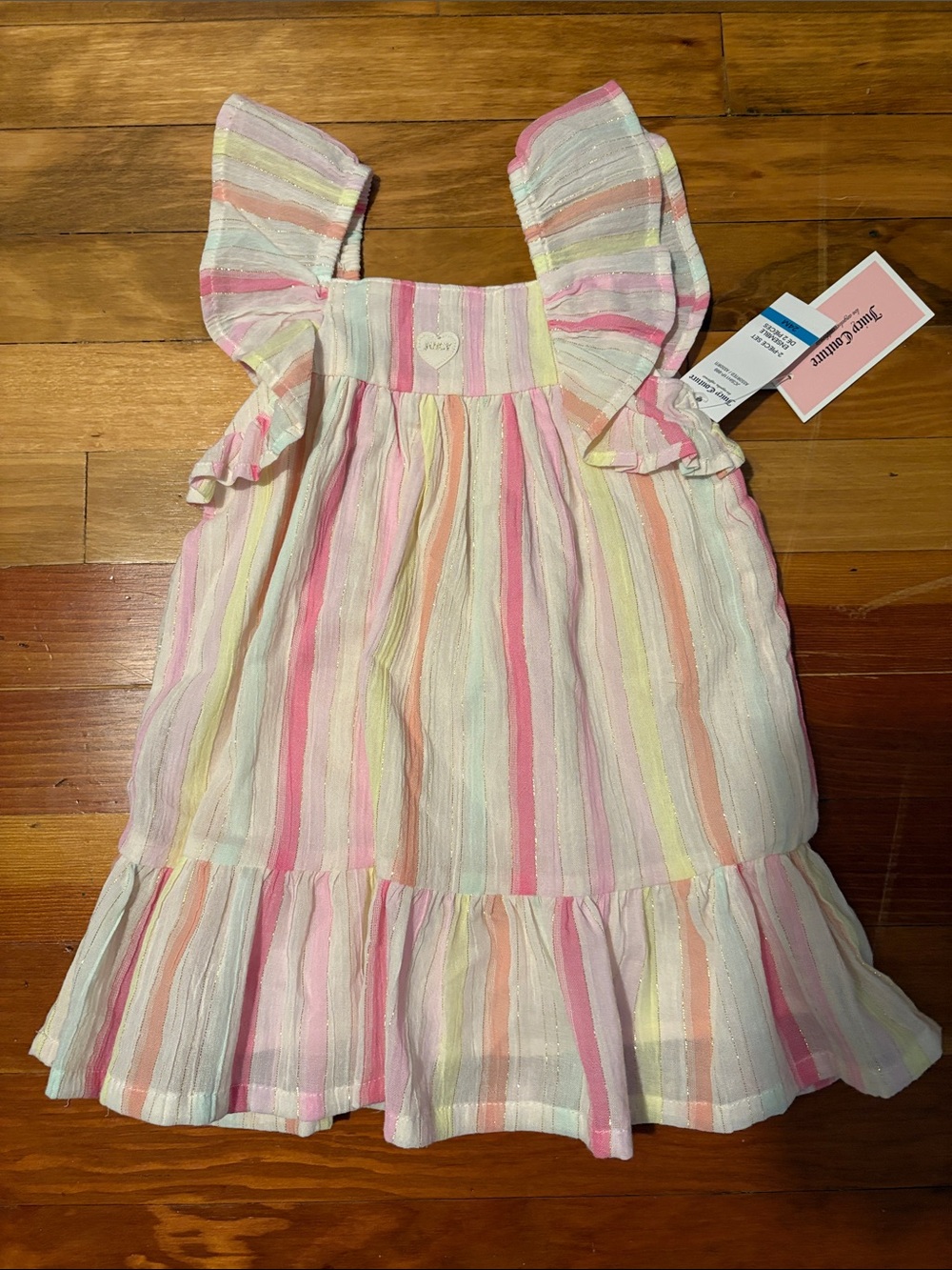 Juicy Couture Pastel Stripe Ruffle Shoulder Dress